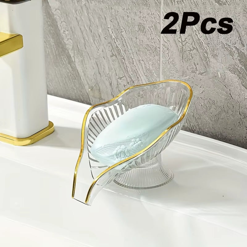 Drain Soap Tray Storage Plate Transparent Drainage Self Draining Soap Holder Dish for Bathroom Bathroom Accessories