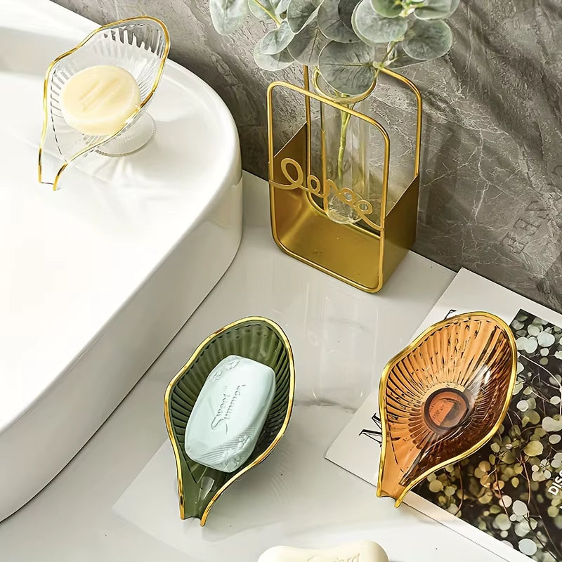 Drain Soap Tray Storage Plate Transparent Drainage Self Draining Soap Holder Dish for Bathroom Bathroom Accessories