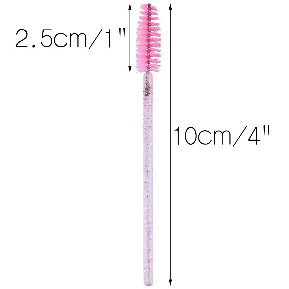 100PCS Eyelash Mascara Brushes, Disposable Lash Spoolies, Crystal Eyelash Brush Makeup Kits for Eyelash Extensions and Eyebrow Brush