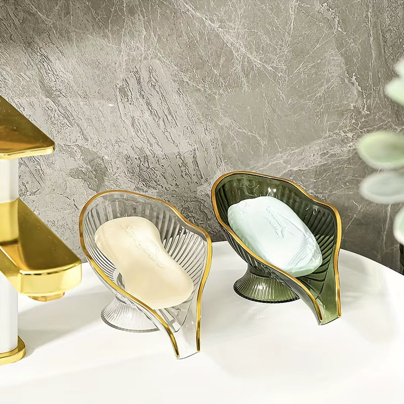 Drain Soap Tray Storage Plate Transparent Drainage Self Draining Soap Holder Dish for Bathroom Bathroom Accessories