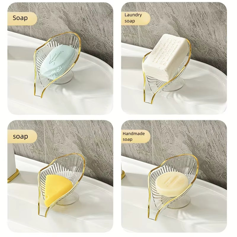 Drain Soap Tray Storage Plate Transparent Drainage Self Draining Soap Holder Dish for Bathroom Bathroom Accessories