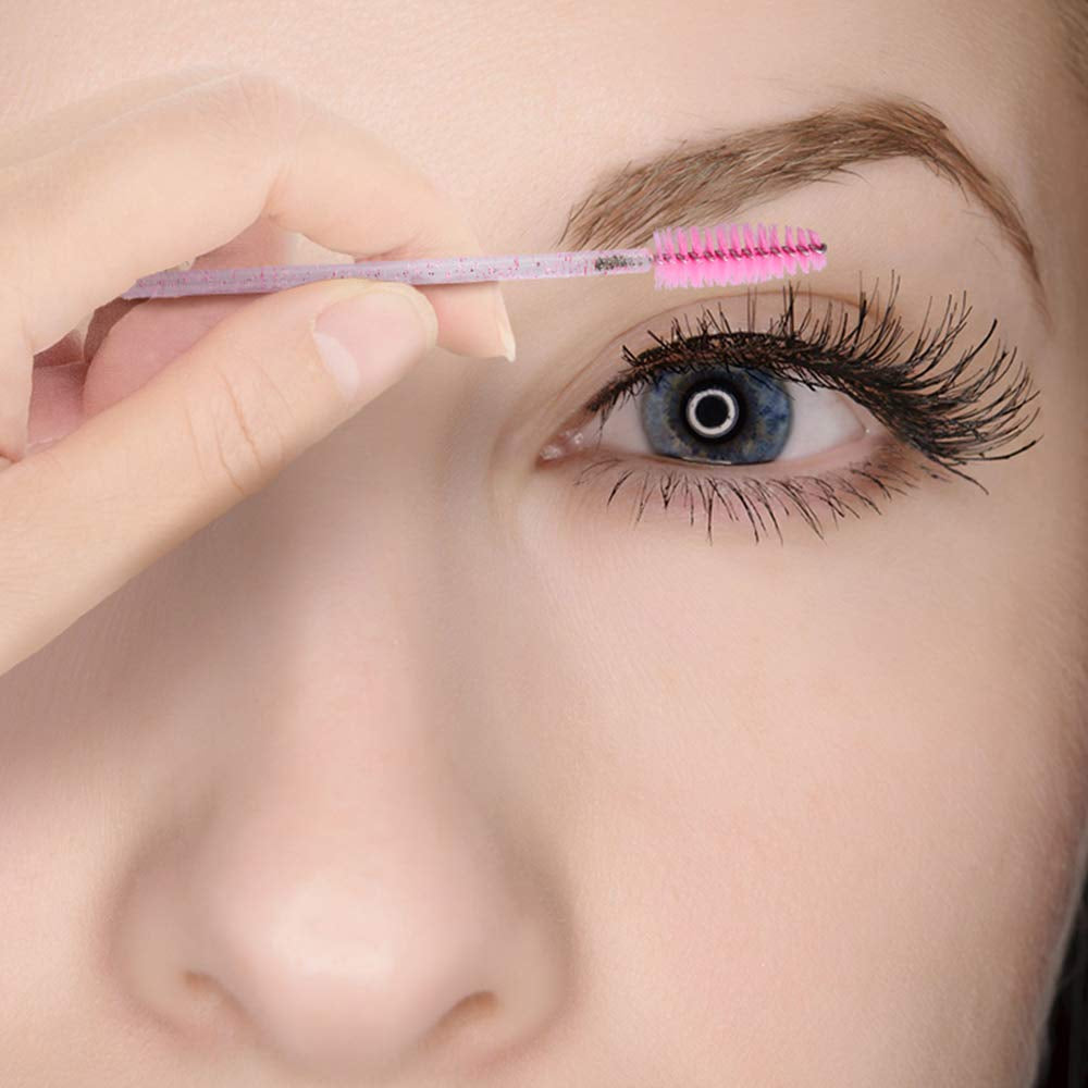100PCS Eyelash Mascara Brushes, Disposable Lash Spoolies, Crystal Eyelash Brush Makeup Kits for Eyelash Extensions and Eyebrow Brush
